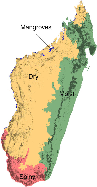 Forest types in Madagascar (Vieilledent et al. 2018).